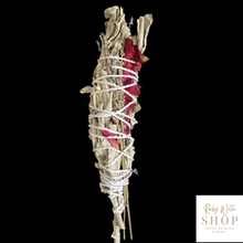 Load image into Gallery viewer, Premium White Sage Smudge Stick With Lavender & Rose Petals (Hand Crafted) - Rocky's Sound Shop