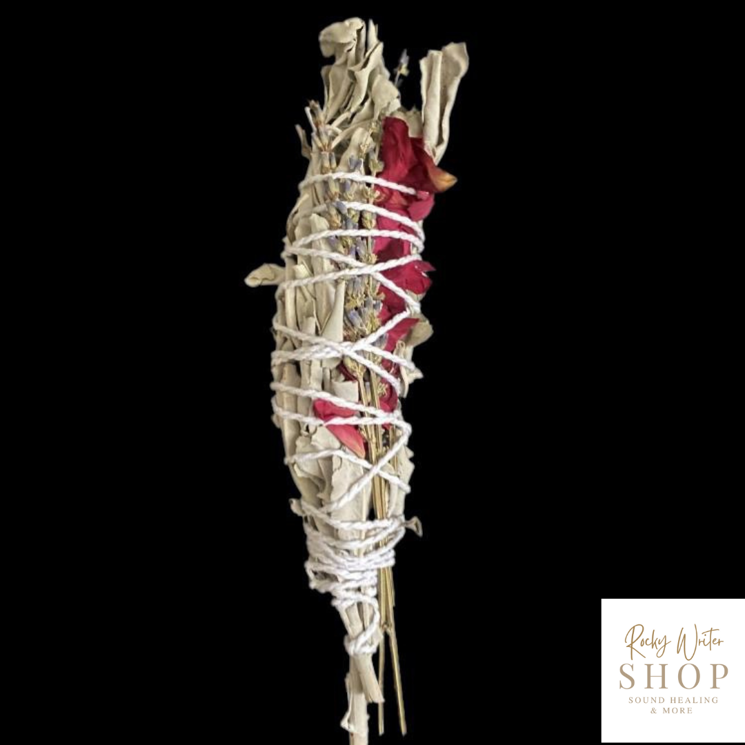 Premium White Sage Smudge Stick With Lavender & Rose Petals (Hand Crafted) - Rocky's Sound Shop