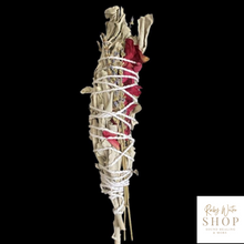 Load image into Gallery viewer, Premium White Sage Smudge Stick With Lavender &amp; Rose Petals (Hand Crafted)
